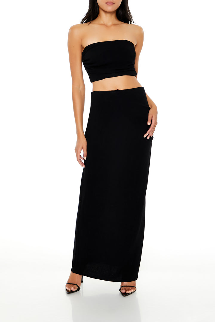 Skirt & Tube Top Set - Black