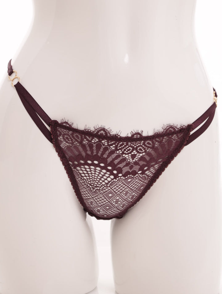 Ladies Thong With Side Strapping - Grape