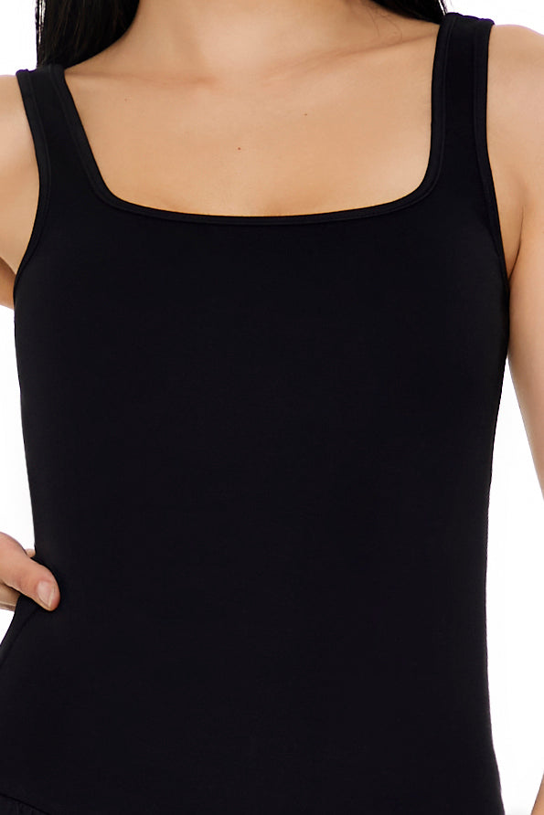 Bubble-Hem Midi Tank Dress - Black