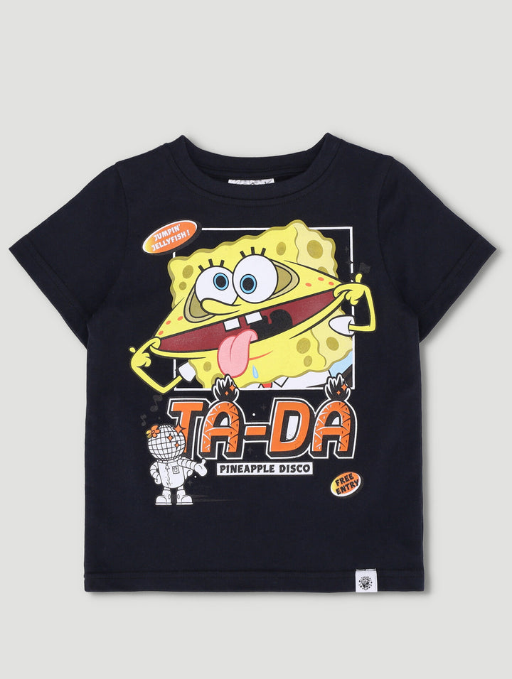 Pre-Boys Spongebob Ta-Da Tee - Black