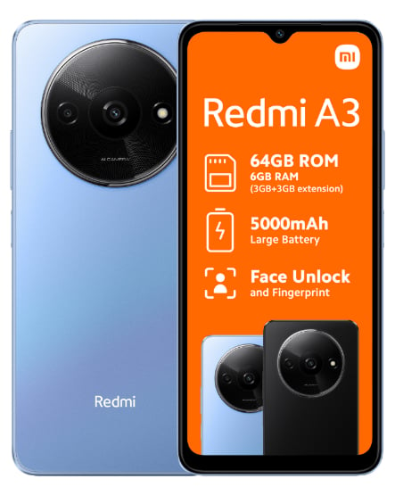 Redmi A3 64GB Dual Sim Blue Cellphone