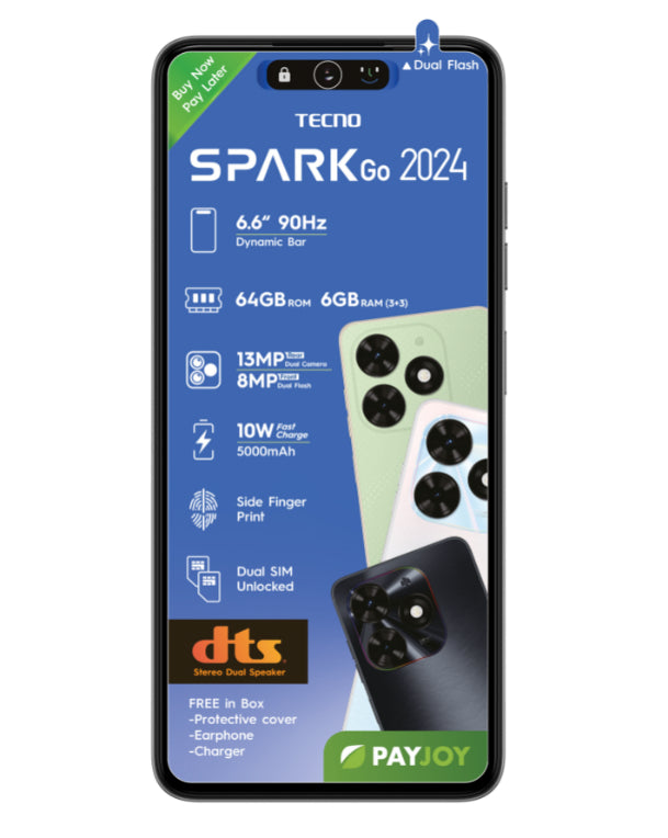 Spark Go 2024 64GB Dual Sim Black Cellphone