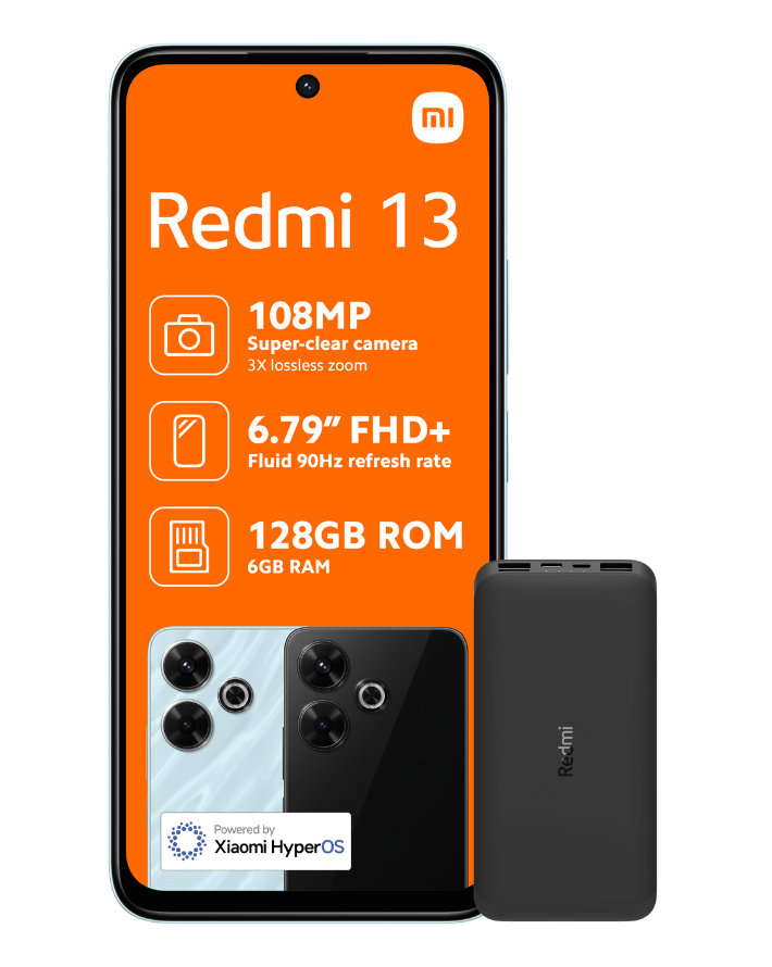 Redmi 13 128GB Dual Sim Blue Cellphone + Powerbank