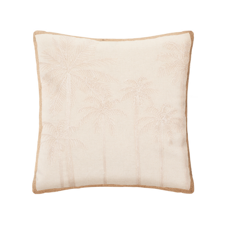 Palm Tree Embroidery Scatter Cushion - Natural