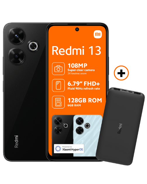 Redmi 13 128GB Dual Sim Black Cellphone plus powerbank