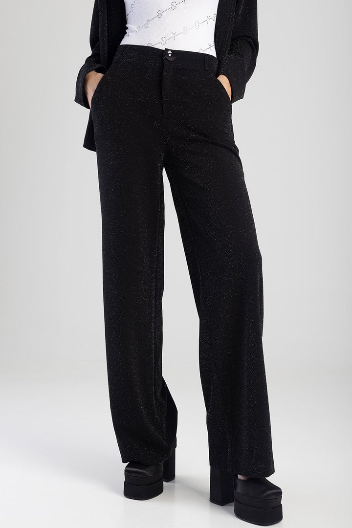 Ladies Sparkle Scuba Pant - Black