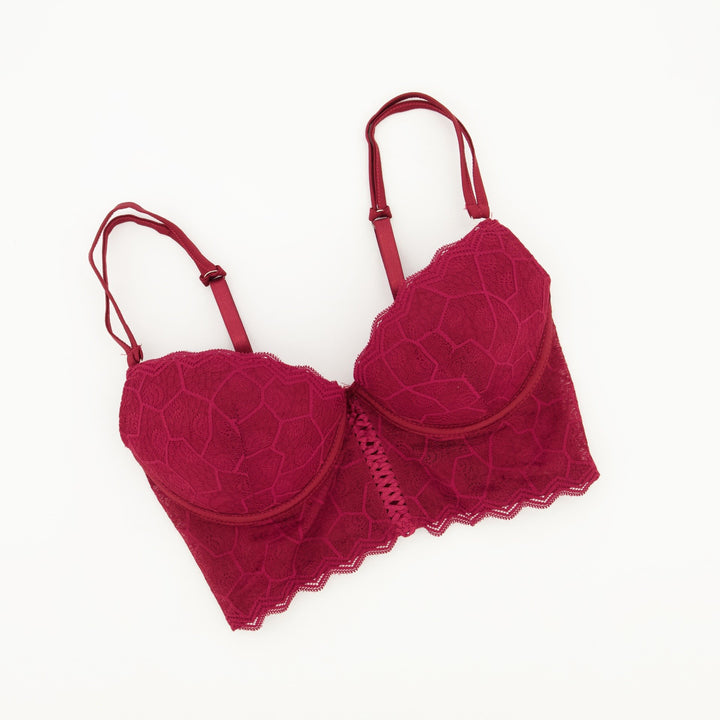 Ladies Longline Bra - Deep Red