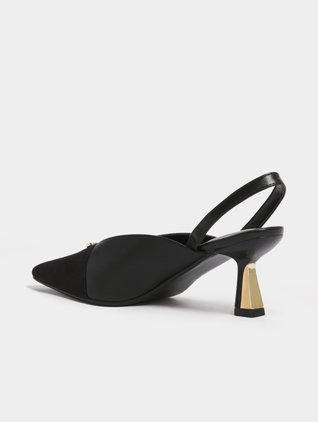 Pointed Slingback Kitten Heel - Black