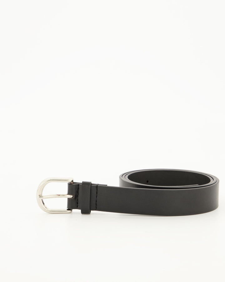 Ladies Double Round Buckle Belt - Black