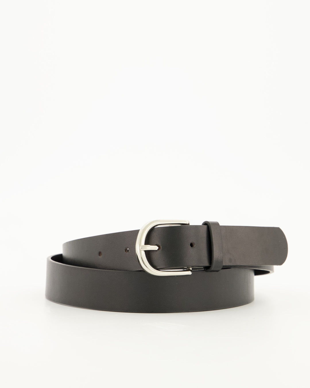 Ladies Double Round Buckle Belt - Black