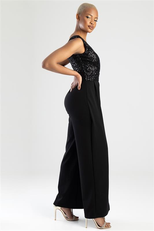 Jumpsuit With Wrap Bodice - Black