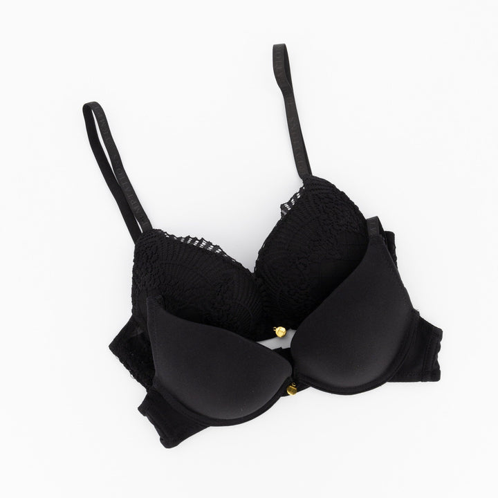 Ladies 2 Pack Double Push-Up Bra - Black