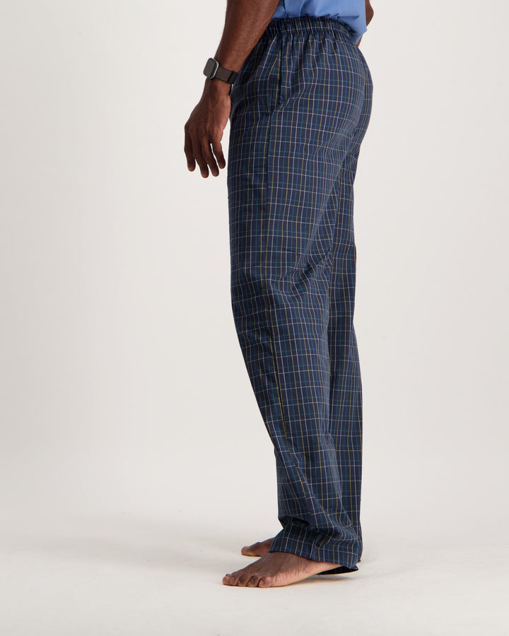 Men's Long Woven Check Sleep Pant - Navy