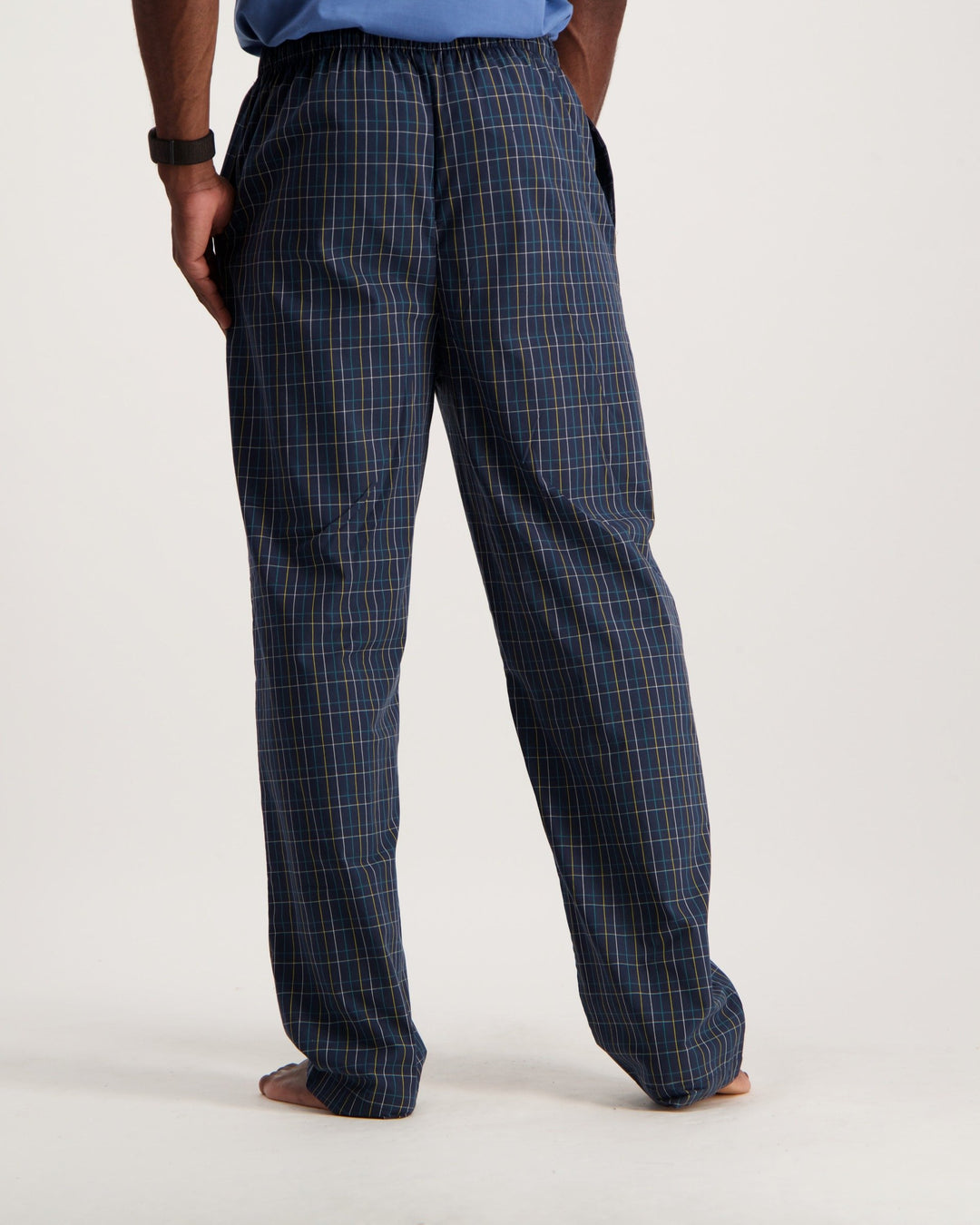 Men's Long Woven Check Sleep Pant - Navy