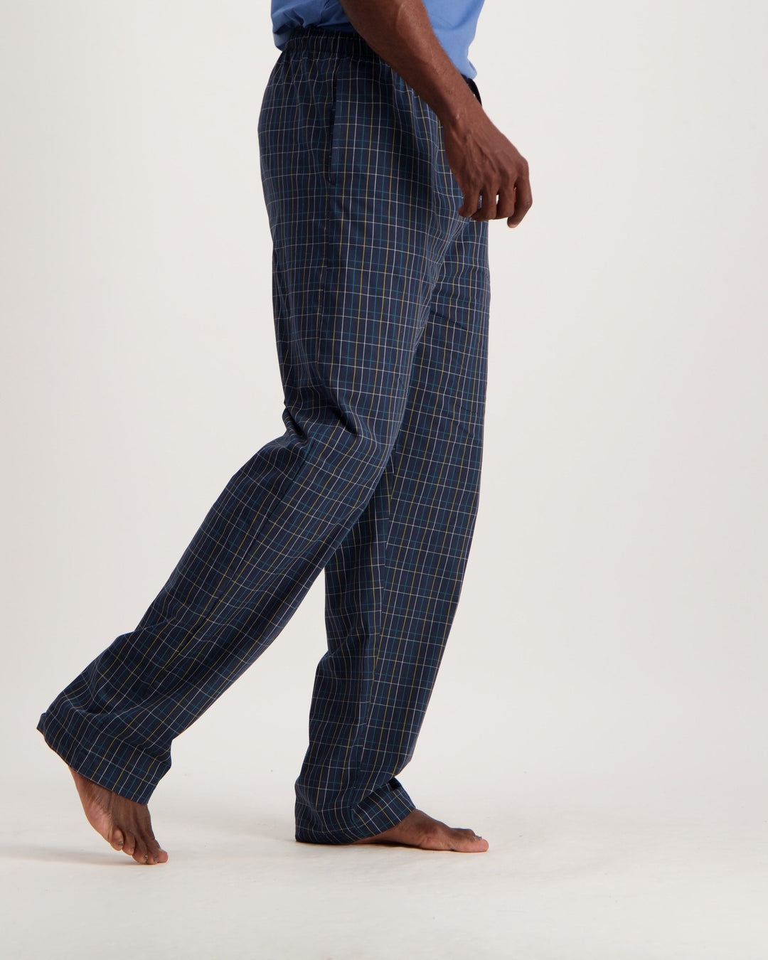 Men's Long Woven Check Sleep Pant - Navy