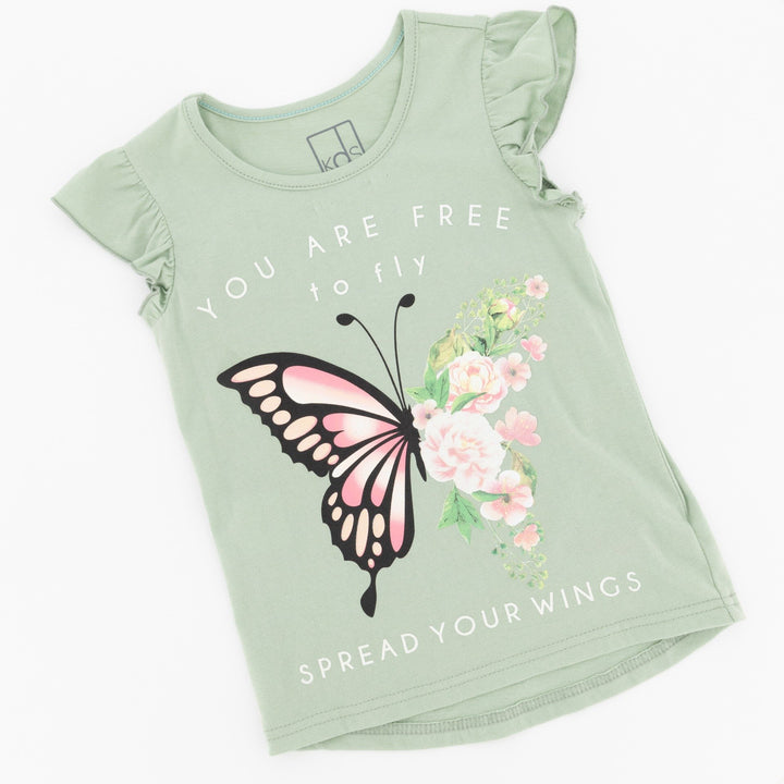 Pre-Girls Butterfly Printed Tee - Mint