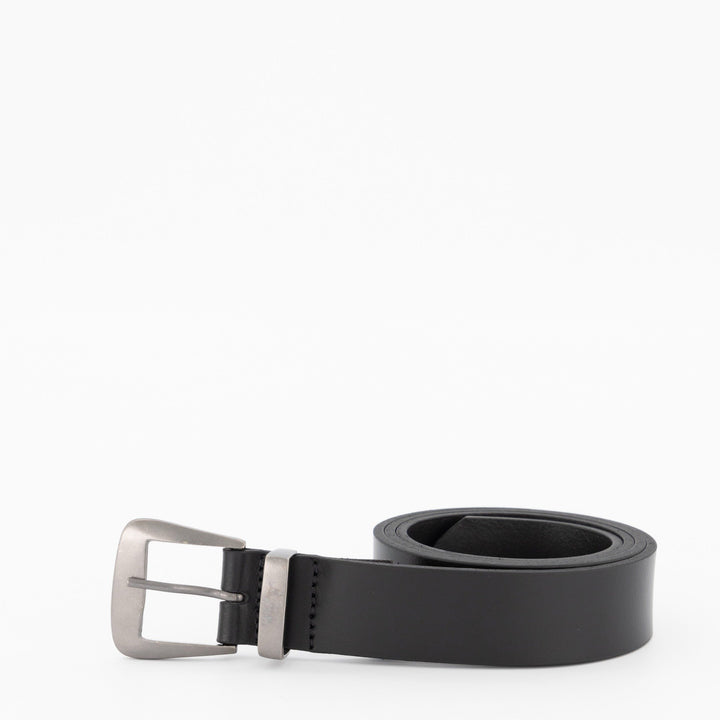 Ladies-Antique Square Buckle Leather Belt - Black