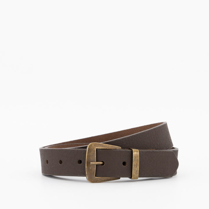 Ladies-Antique Square Buckle Leather Belt - Brown