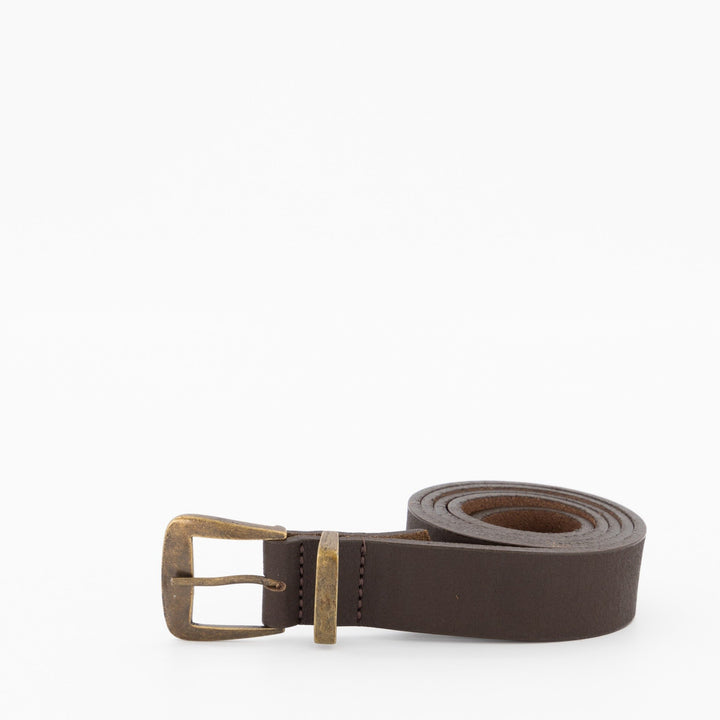 Ladies-Antique Square Buckle Leather Belt - Brown