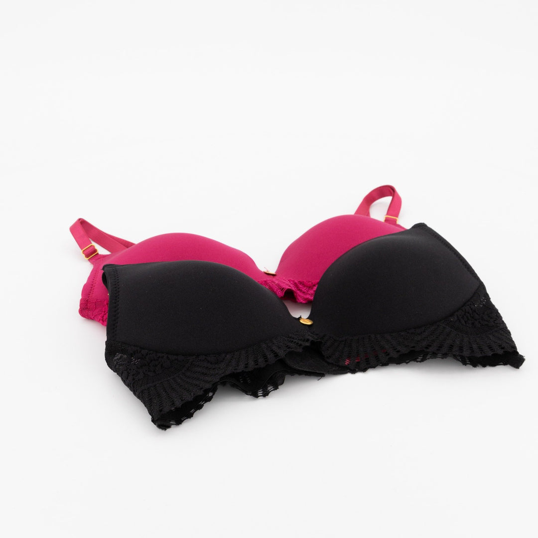 Ladies 2 Pack Comfort Non-Wire Bra - Black/Ruby