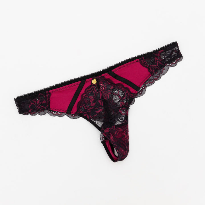 Ladies Thong - Ruby/Black