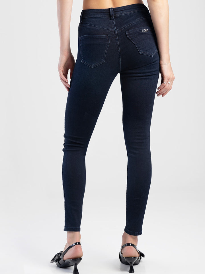 Axel Skinny Jean With Side Tape - Blue/Black