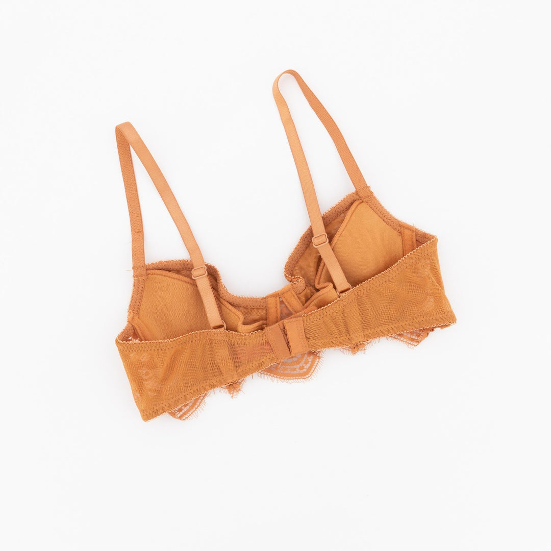 Ladies Soft Cup Lace Bra - Dark Orange