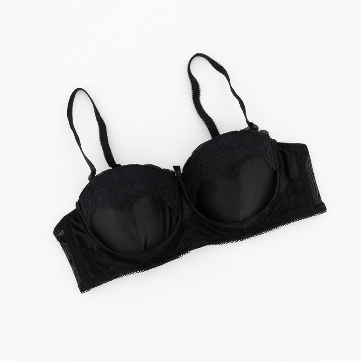 Ladies Shiny Padded Bra - Black