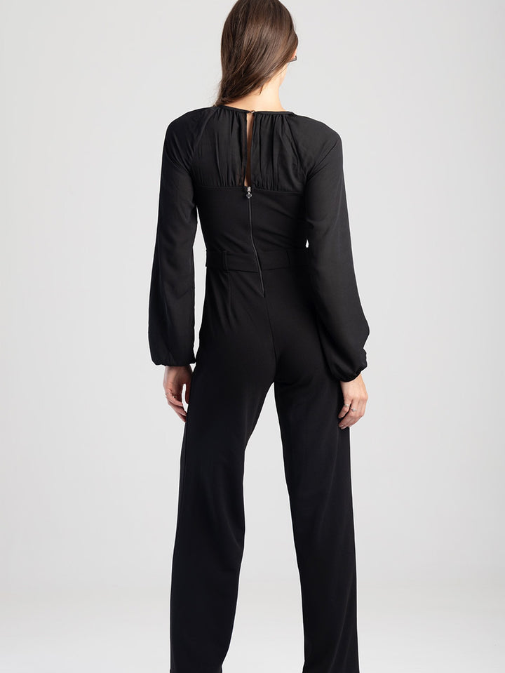 Jumpsuit With Georgette Sleeves - Black