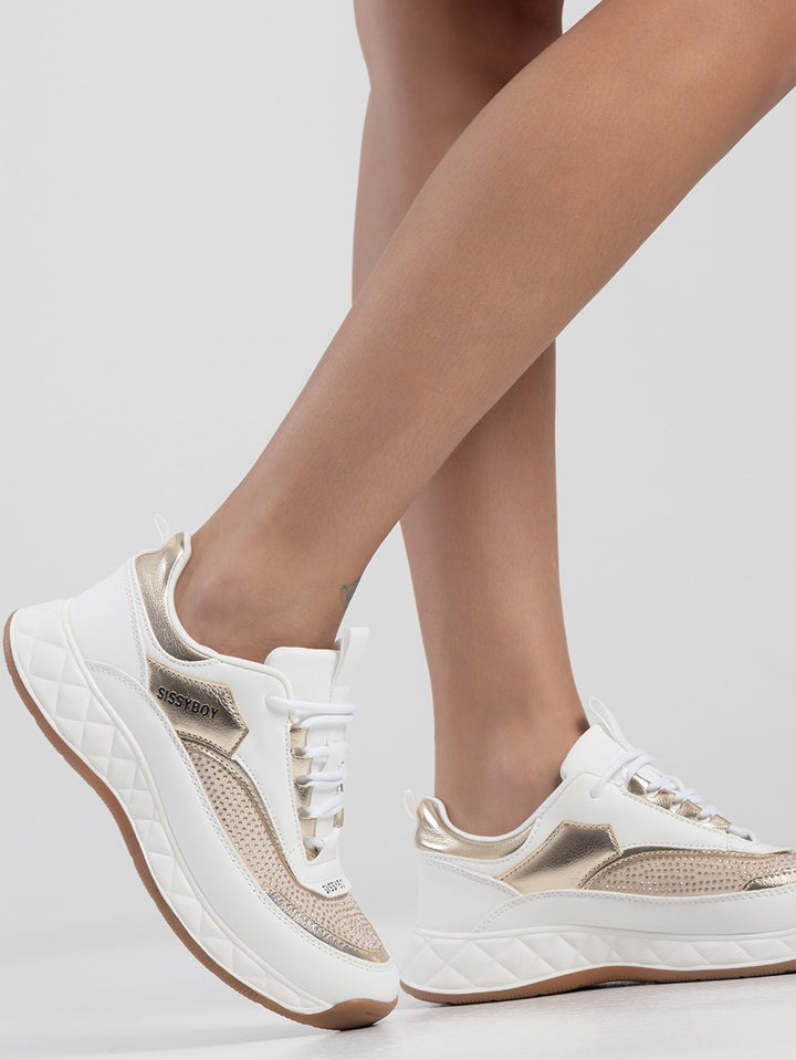 Bailey Lace Up Sneaker - White/Beige