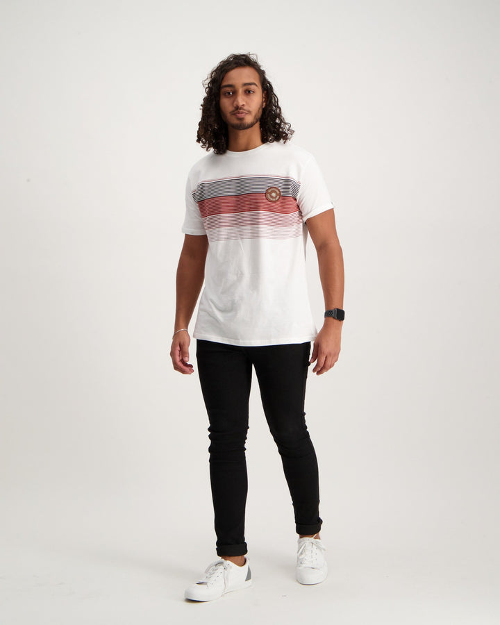 Men's New Stripe Tee-Antique White