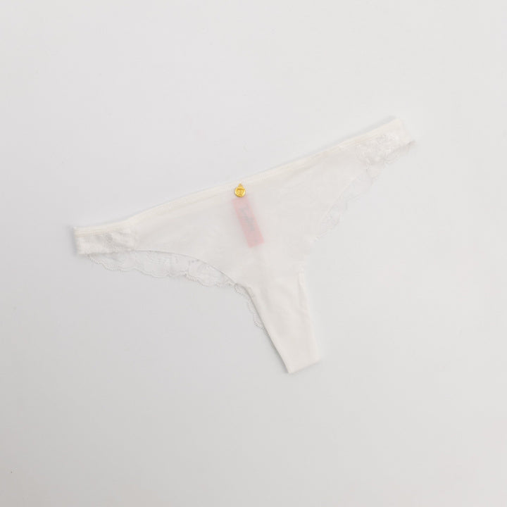 Ladies Lace Thong - White