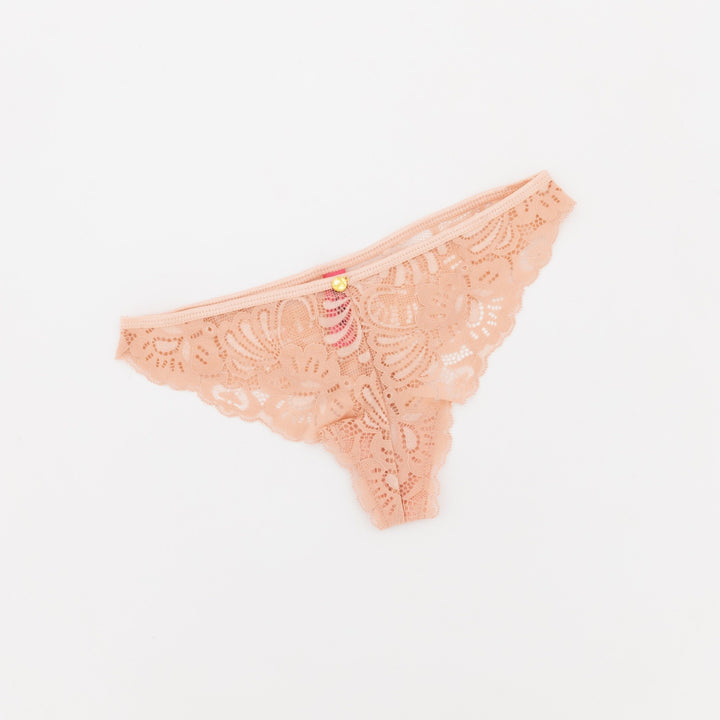 Ladies Galoon Lace Thong - Blush