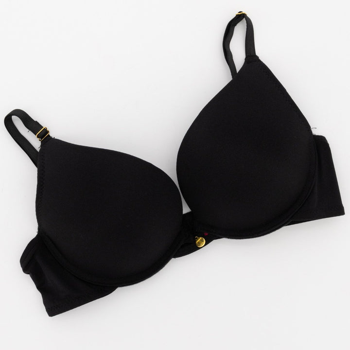 Ladies Double Push Plain Bra - Black