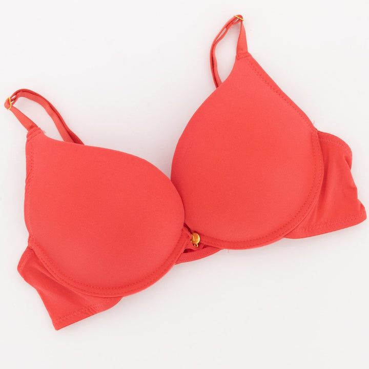 Ladies Double Push Mould Bra - Coral