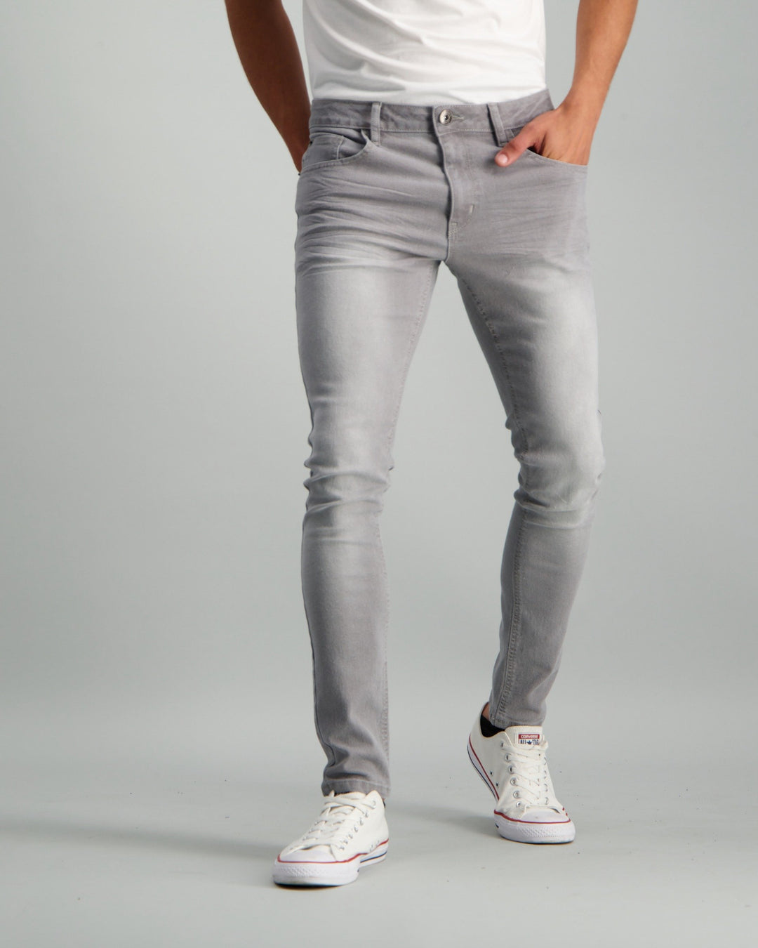 Men's Light Grey Super Skinny Denim Jean