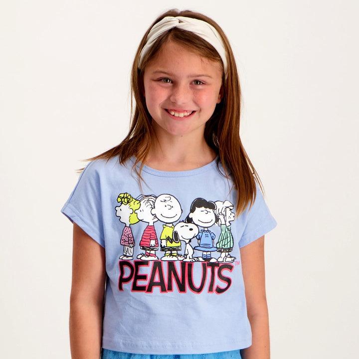 Girls Peanuts Crop Tee - Blue