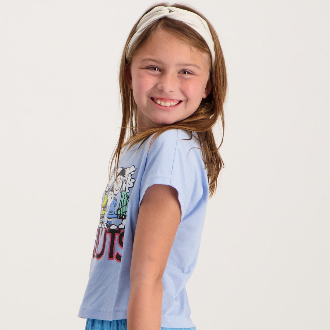 Girls Peanuts Crop Tee - Blue