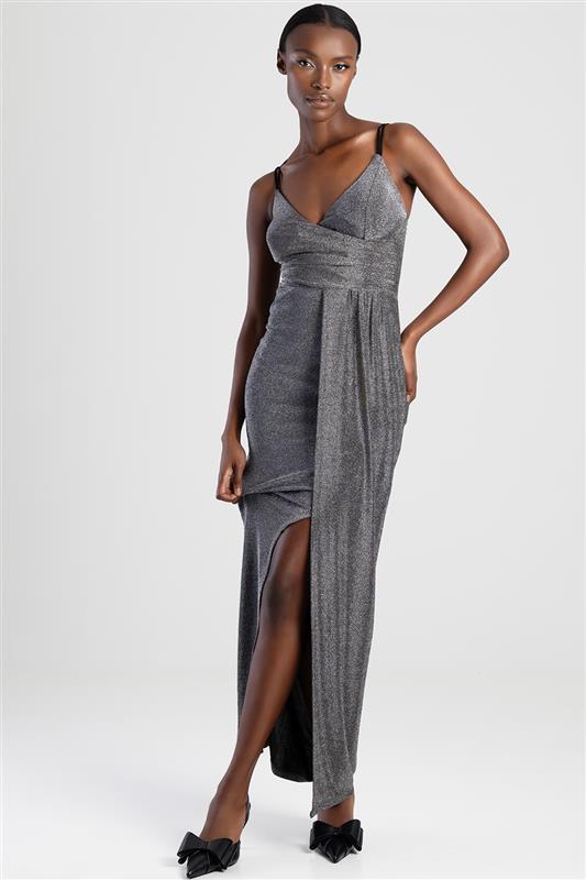 Glam Maxi Wrap Dress With Pleats - Black