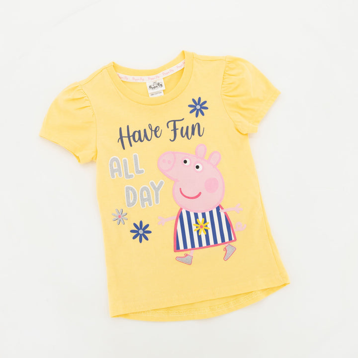 Pre-Girls Peppa Pig Hi-Low Hem Tee - Yellow