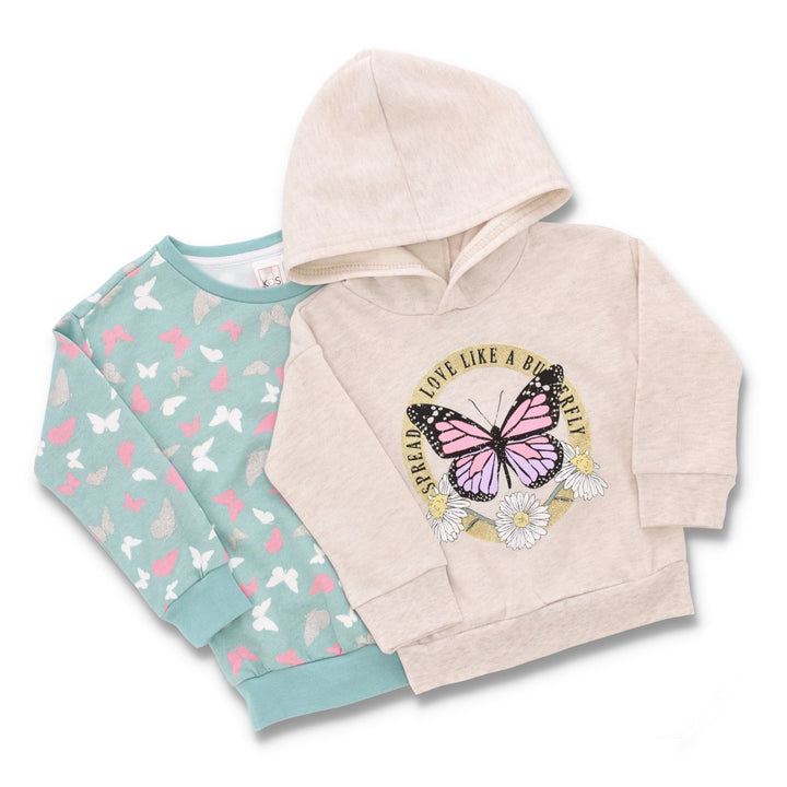 Pre-Girls Butterfly Pack Fleece Top - Aqua