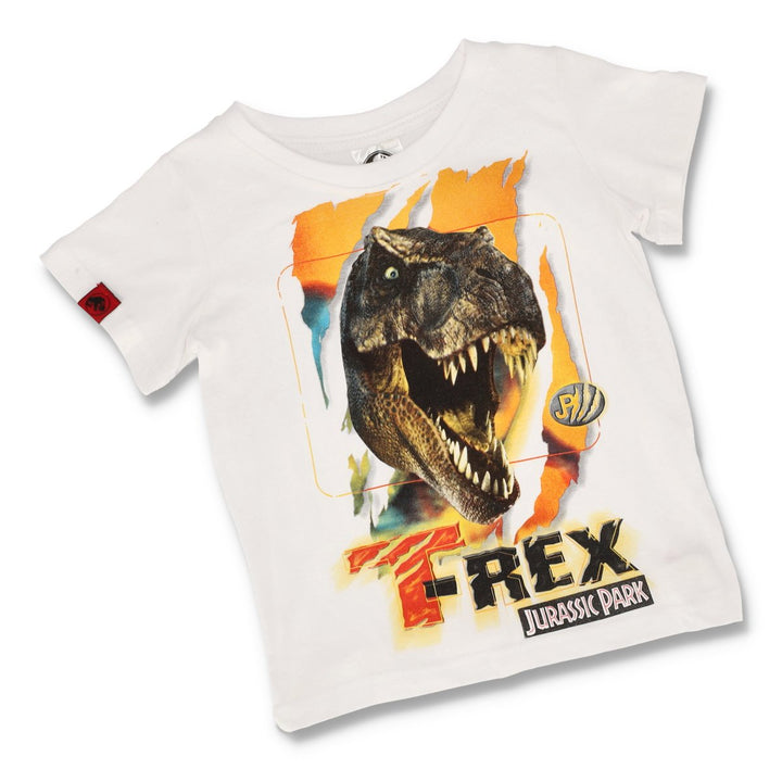 Pre-Boys Short Sleeve Jurassic Tee  - White