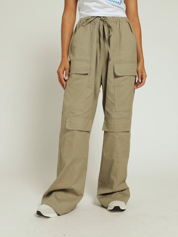 Wide Leg Utility Pants - Fatigue