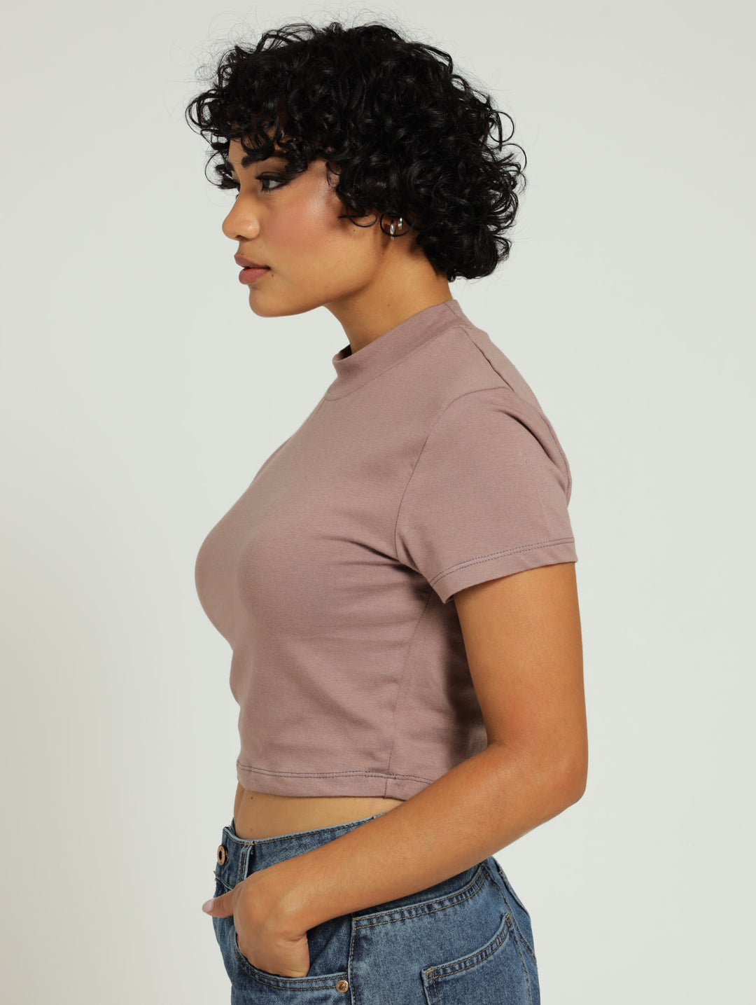 High Neck Tee - Mauve