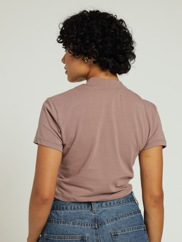 High Neck Tee - Mauve