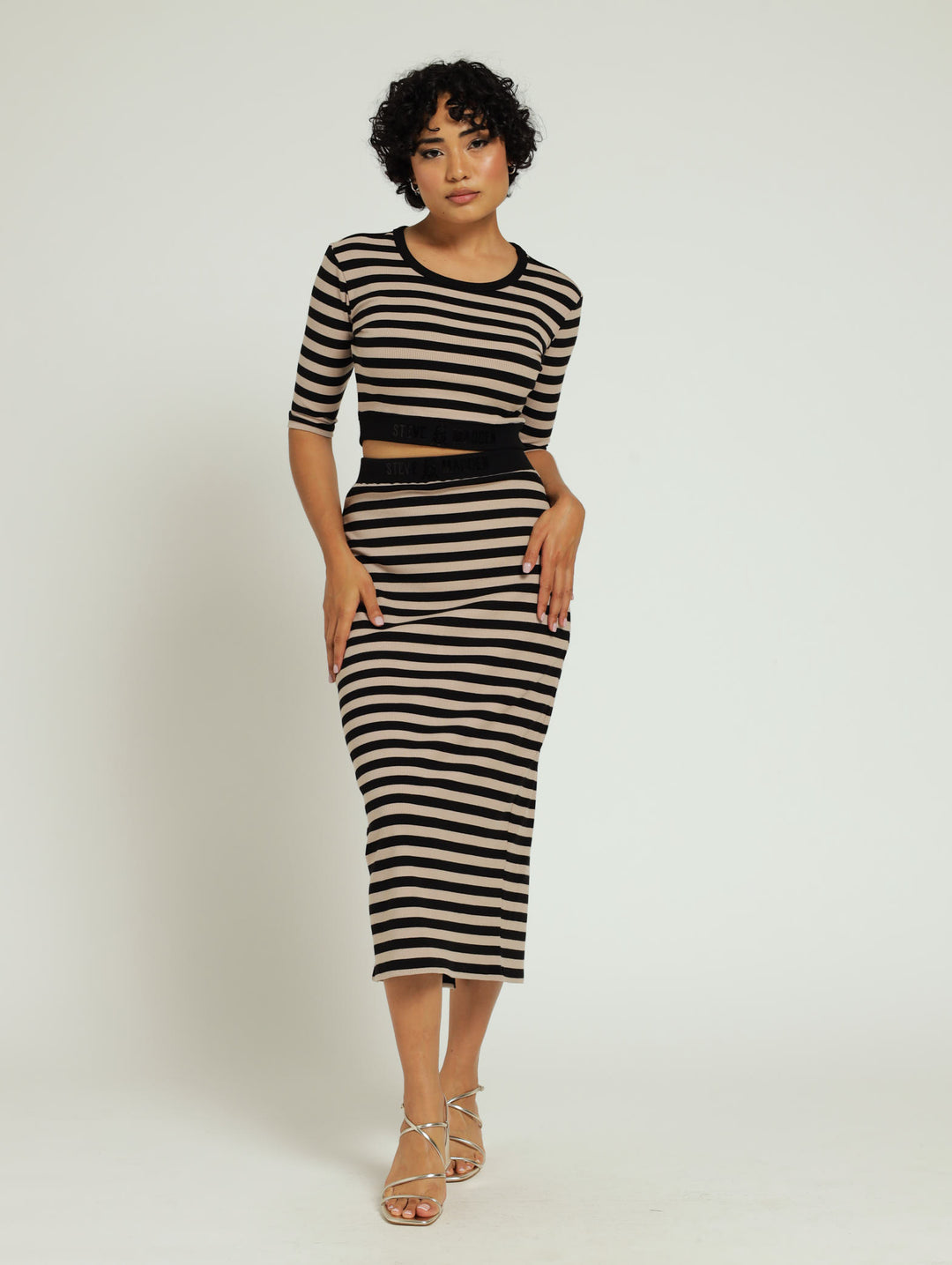 Kinsley Striped Bodycon Skirt - Black