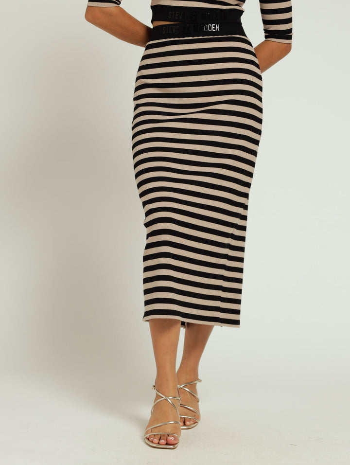 Kinsley Striped Bodycon Skirt - Black