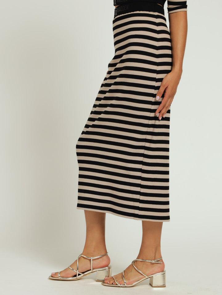 Kinsley Striped Bodycon Skirt - Black