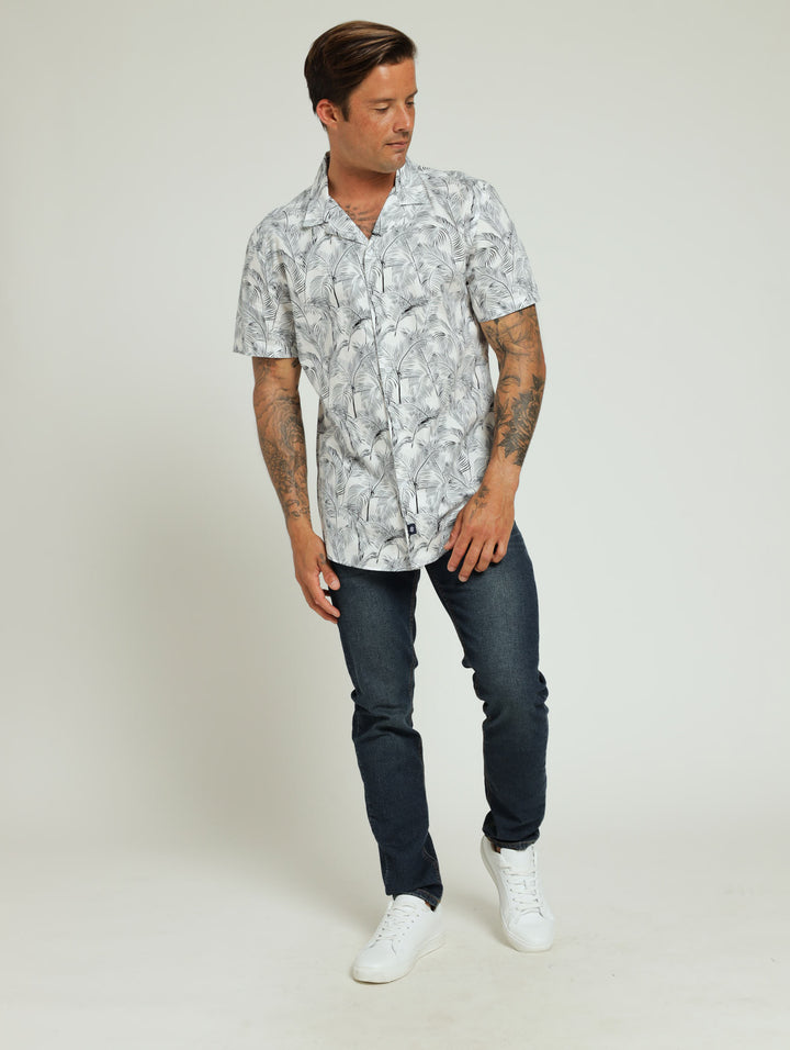 Revere Collar Floral Shirt - White/Black