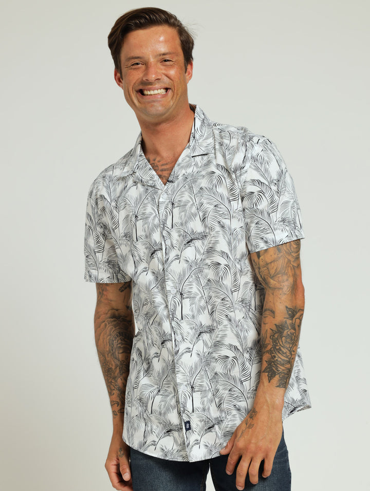 Revere Collar Floral Shirt - White/Black